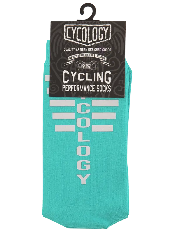 CYCOLOGY AQUA REFLECTIVE LOGO CYCLING SOCKS