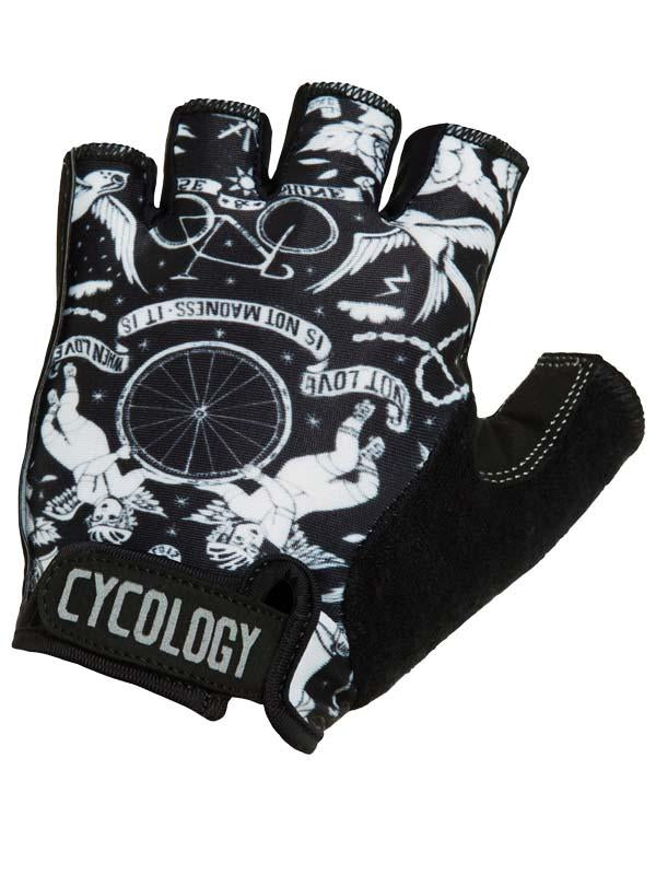 Velo Tattoo Black Cycling Gloves | Cycology