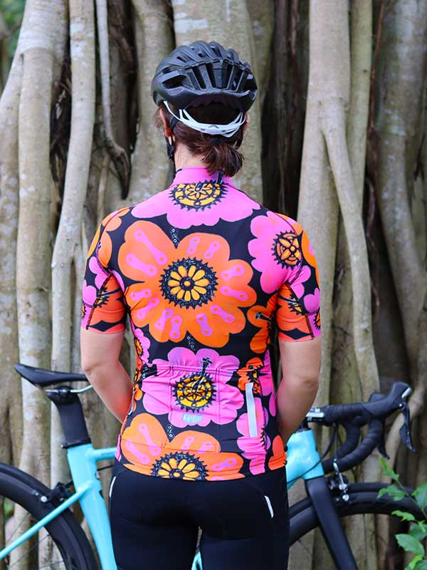 PEDAL FLOWER (PINK/BLACK) WOMEN'S CYCLING JERSEY