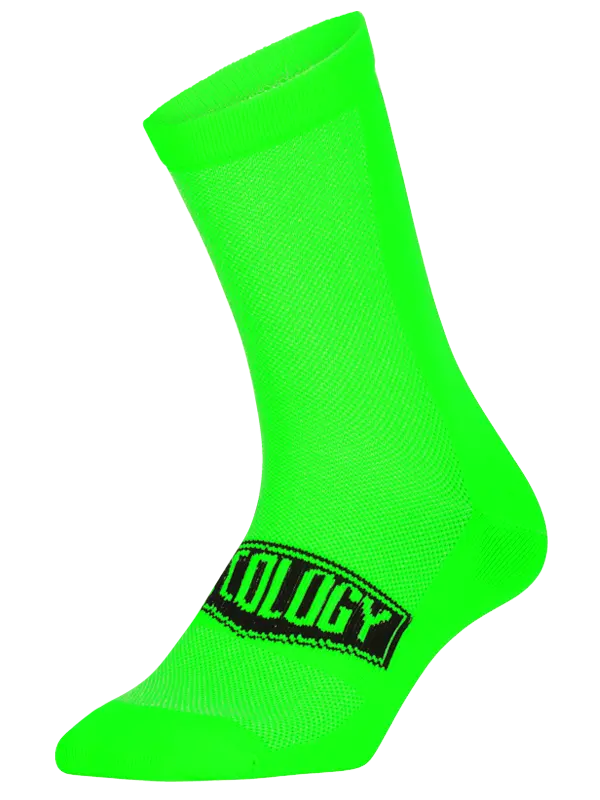 CYCOLOGY GREEN REFLECTIVE LOGO CYCLING SOCKS