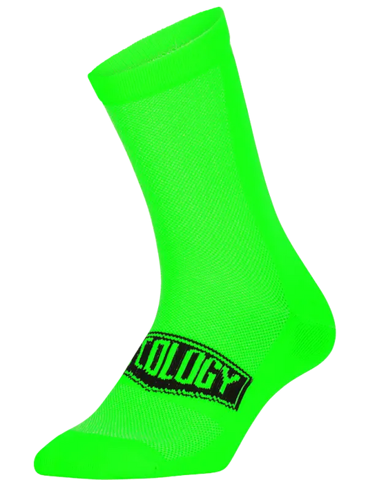 CYCOLOGY GREEN REFLECTIVE LOGO CYCLING SOCKS