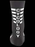 CYCOLOGY BLACK REFLECTIVE LOGO CYCLING SOCKS