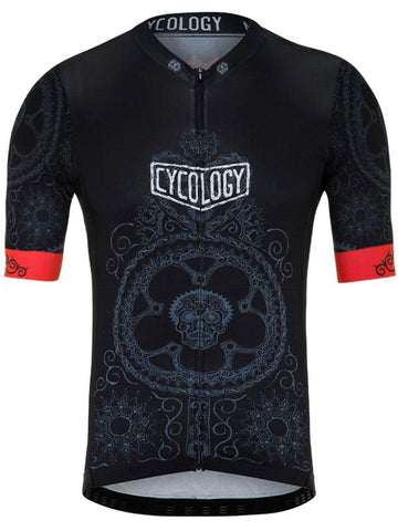 Day of the Living Mens Short Sleeve Race Fit Black Cycling Jersey.