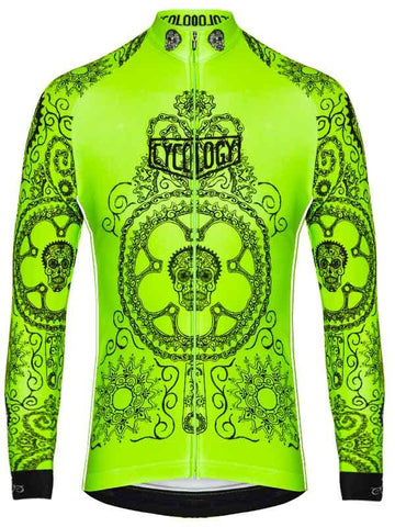 Day of the Living Lime Mens Long Sleeve Cycling Jersey | Cycology AUS
