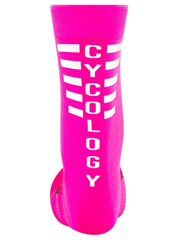 CYCOLOGY PINK REFLECTIVE LOGO CYCLING SOCKS