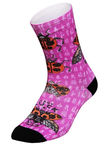 Ladybug Pink Cycling Socks | Cycology Clothing AUS
