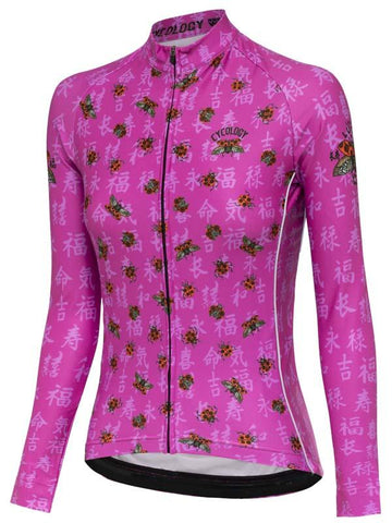 Ladybug Womens Pink Long Sleeve Cycling Jersey | Cycology Clothing
