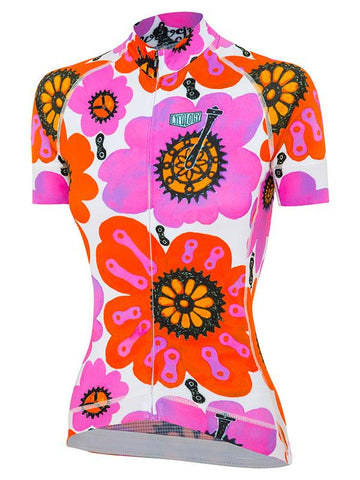 Pedal Flower Womens White Cycling Jersey