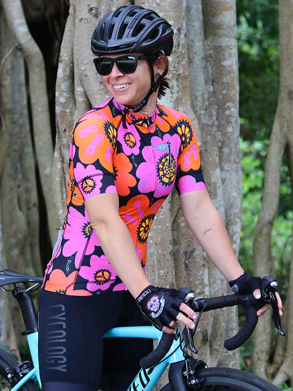 PEDAL FLOWER (PINK/BLACK) WOMEN'S CYCLING JERSEY