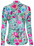 Secret Garden (Aqua) Women's Long Sleeve Jersey