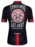 Train Hard Get Lucky Mens Black Cycling Jersey